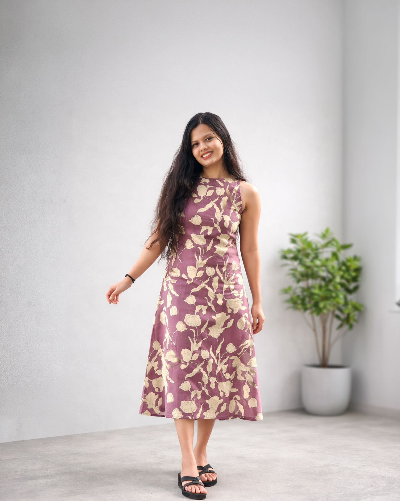 Purple Rose Halter Neck Dress