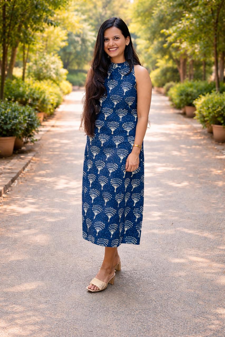 Indigo Halter Neck Dress